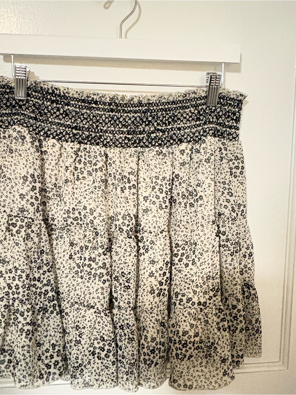 Blue Rain X Francesca’s Cream Skirt with Black Floral Print